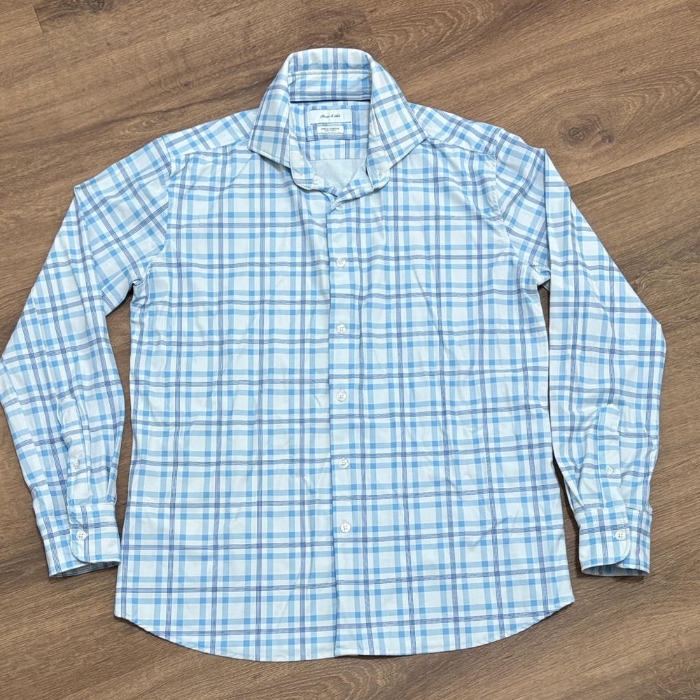 Porter & Ash Kinetic Stretch Button Up Shirt Men's Size Medium Plaid Long Sleeve